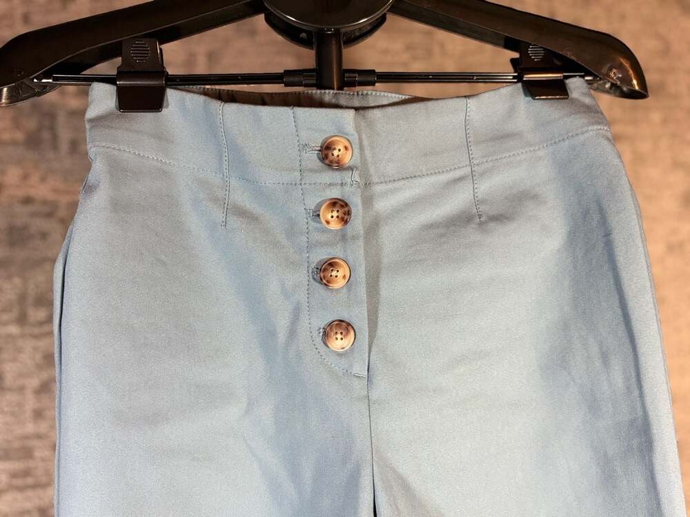 LOFT High Waist Button-Front Wide Leg Pants Blue Size 2 - Picture 2 of 5